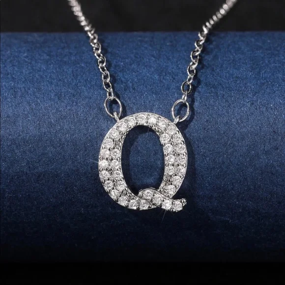 New 925 Silver Initial Letter Diamond Necklaces - Picture 9 of 16